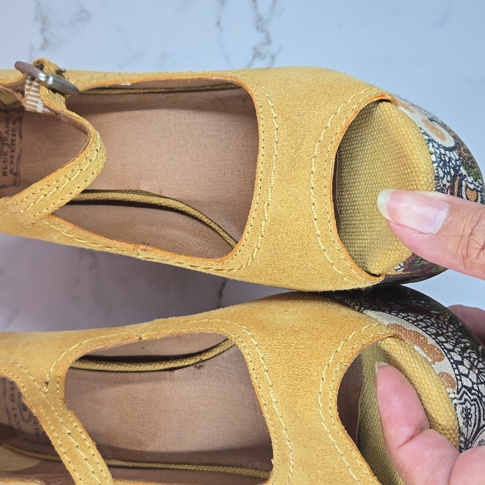 Lucky Brand Yellow Suede Platform Heels Size 7.5 - Picture 15 of 15